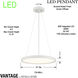 ML LED 15 inch White Pendant Ceiling Light, Round